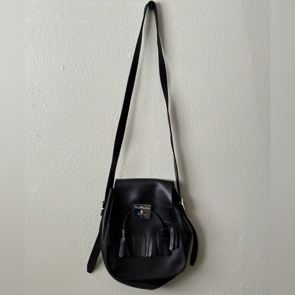 Dr. Martens Black Leather TASSEL KIEV SADDLE BAG Crossbody Shoulder Bag
